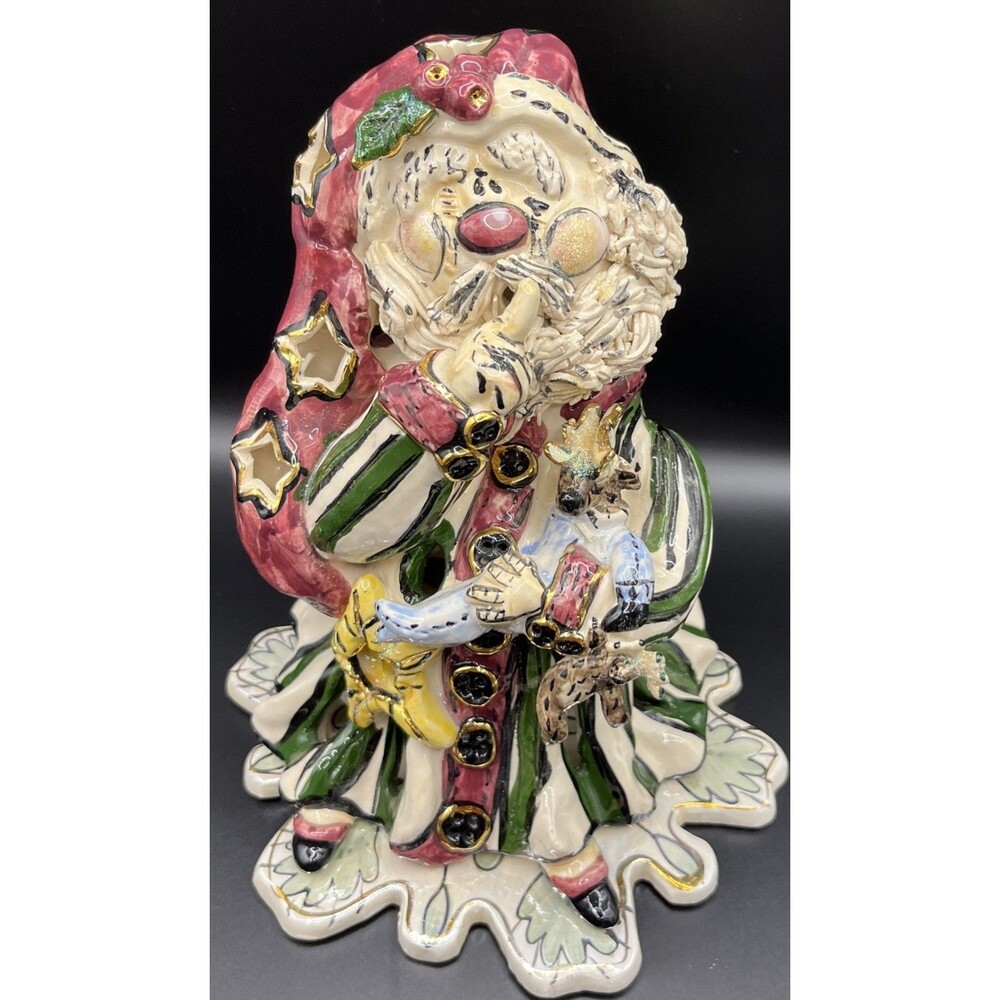 VNTG Blue Sky Clayworks Heather Goldminc Santa Claus figurine candle topper -New